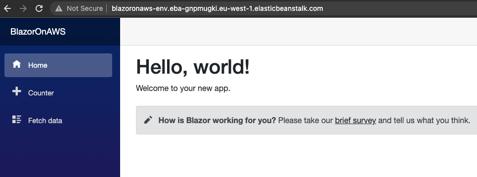 Blazor app running on AWS